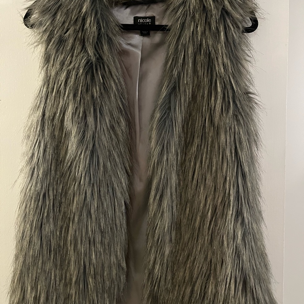 Nicole Charcoal Faux Fur Vest
